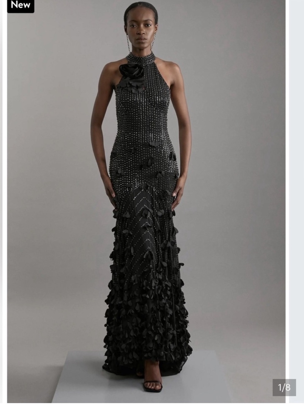 Karen Millen NawT Size 12)))))Black Embellished Halter Evening Gown